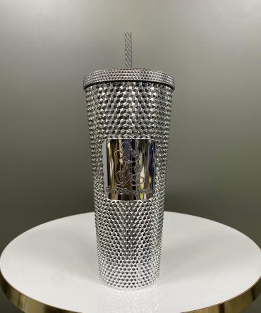 VASO CON PITILLO STARBUCKS PLATEADO