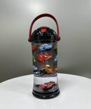 BOTELLA CON PITILLO GOMA GLITTER CARS